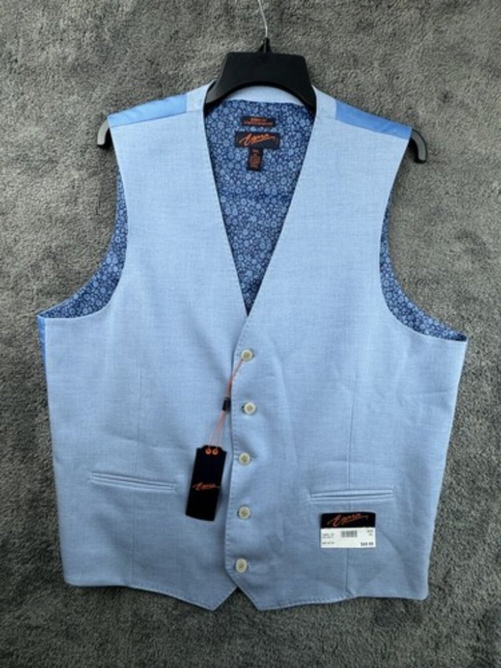 NWT Egara 2XL Blue Tuxedo Waistcoat Vest Sleeveless $70 Skinny Fit Stretch Men